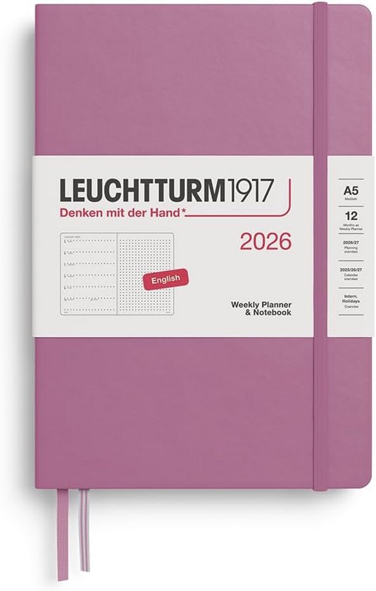 LEUCHTTURM1917 370536 weekkalender & notitieboek 2025, medium A5 hardcover - 12-maanden-planner, 80 g, gestippeld - lila