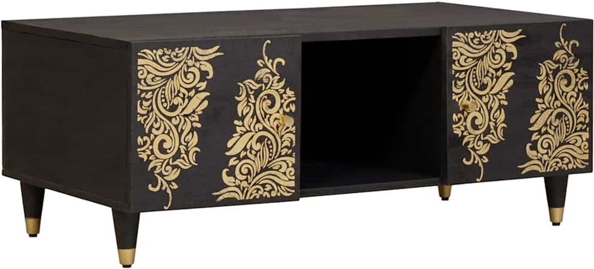 vidaXL Salontafel - Zwart - 100 - x - 54 - x - 40 - cm - Massief - Mango - Hout
