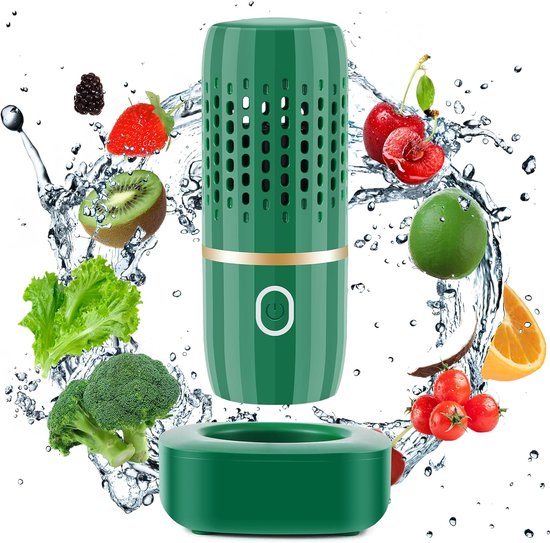 Fruit- en groentewasmachine, draagbare fruit- en groentewasmachine met 4400 mAh accu, oplaadbare fruit- en groentewasmachine via USB (groen) — afbeelding 5
