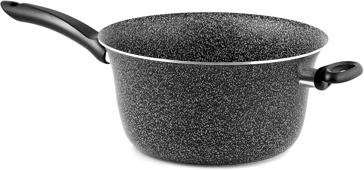 Kookketel met Antiaanbaklaag Zwart/Zilver 24 cm