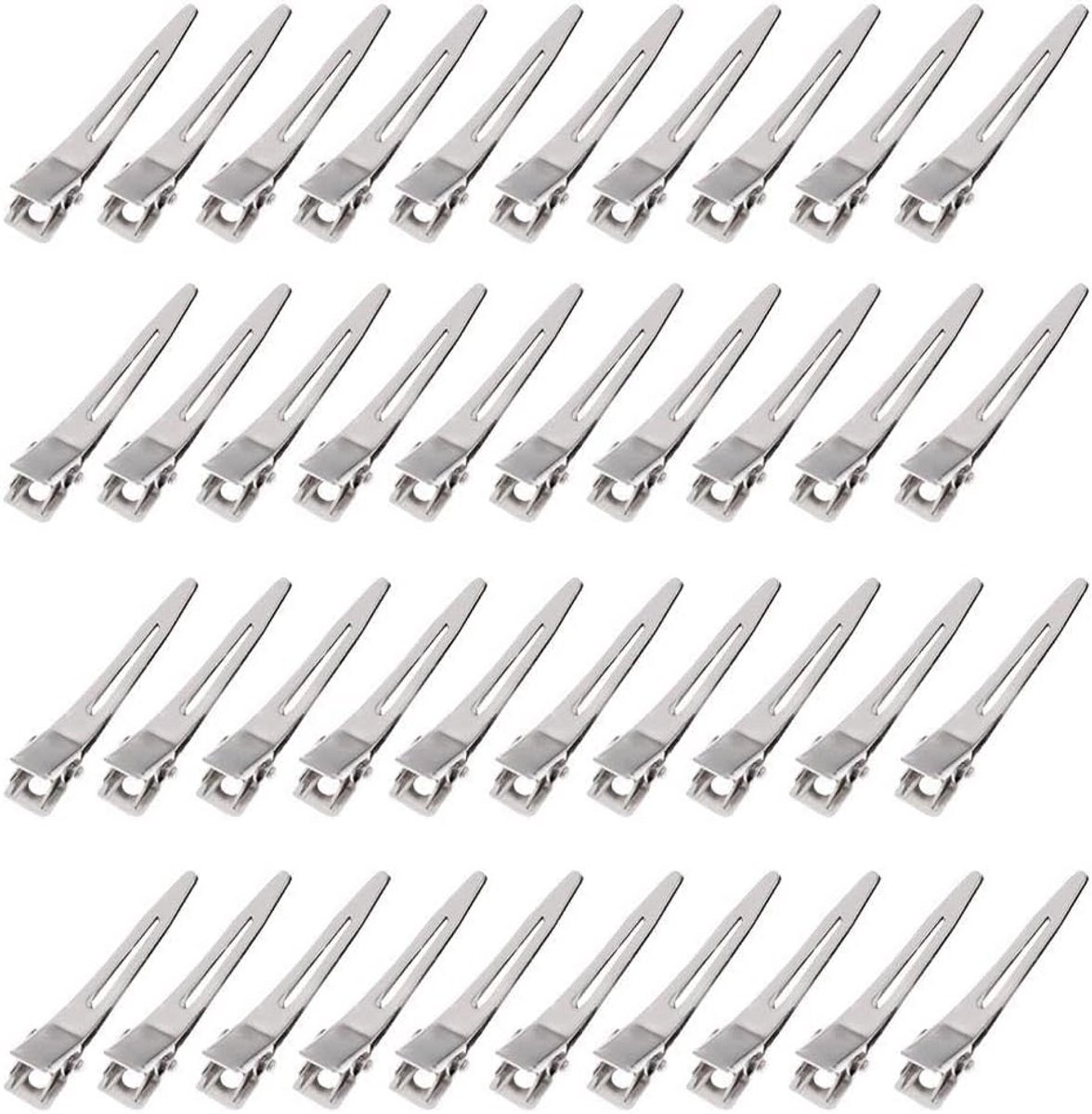 40 Stuks Haarclips Zilver Metaal Krokodillenklemmen voor Kappers en Dames
