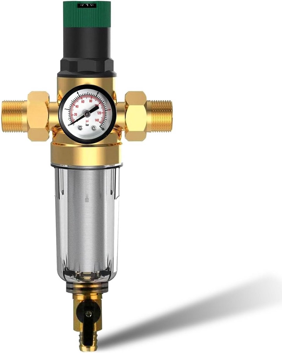 Waterfilter met Manometer en Drukregelaar voor Huisaansluiting