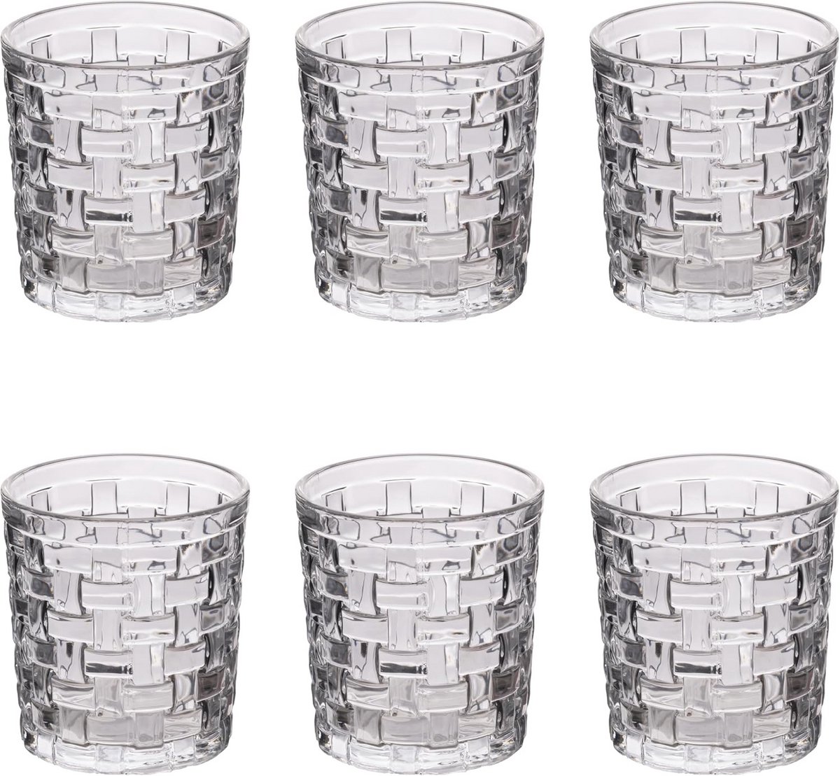 Set van 6 Waterglazen van Glas met Vlechtdecoratie 275 ml