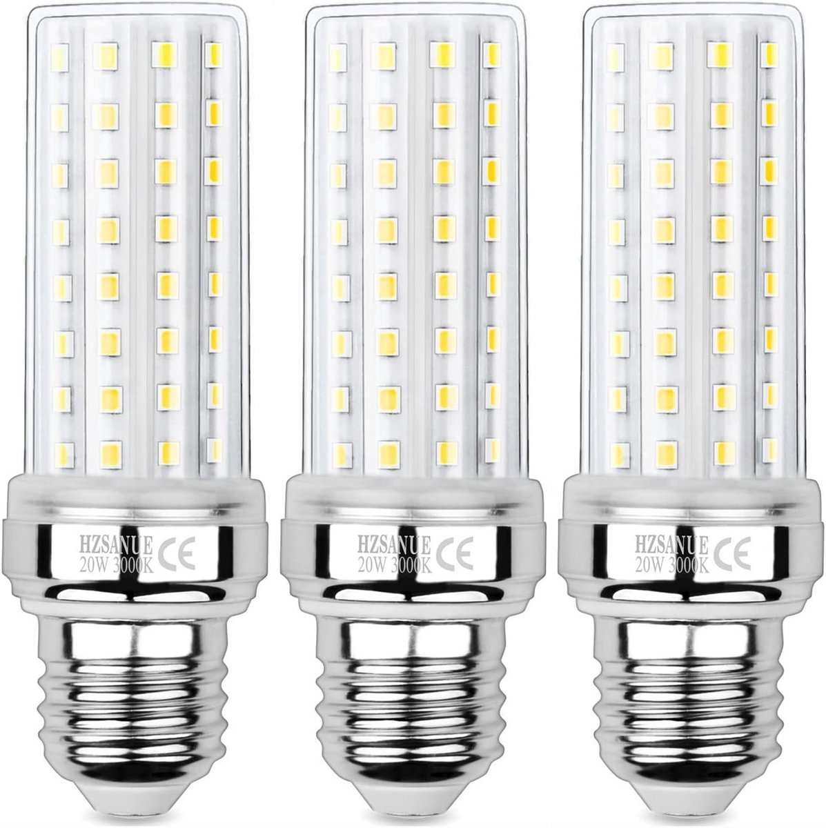 3-Pack E27 LED Maïslampen 20W Warm Wit (Equivalent 150W) 3000K - Niet Dimbaar
