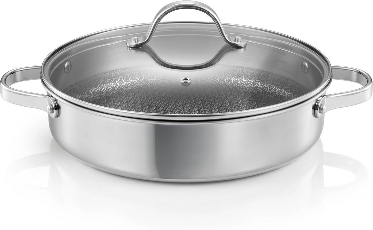 Koekenpan met Deksel 28 cm met 2 Handvatten Antiaanbaklaag & Inductie