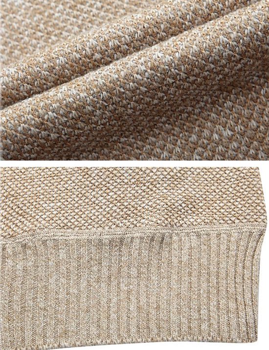 Vanchenl Heren Casual Volledige Rits Cardigans Slim Fit Dikke Opstaande Kraag Gebreide Trui Jas met Zakken, zwart, L