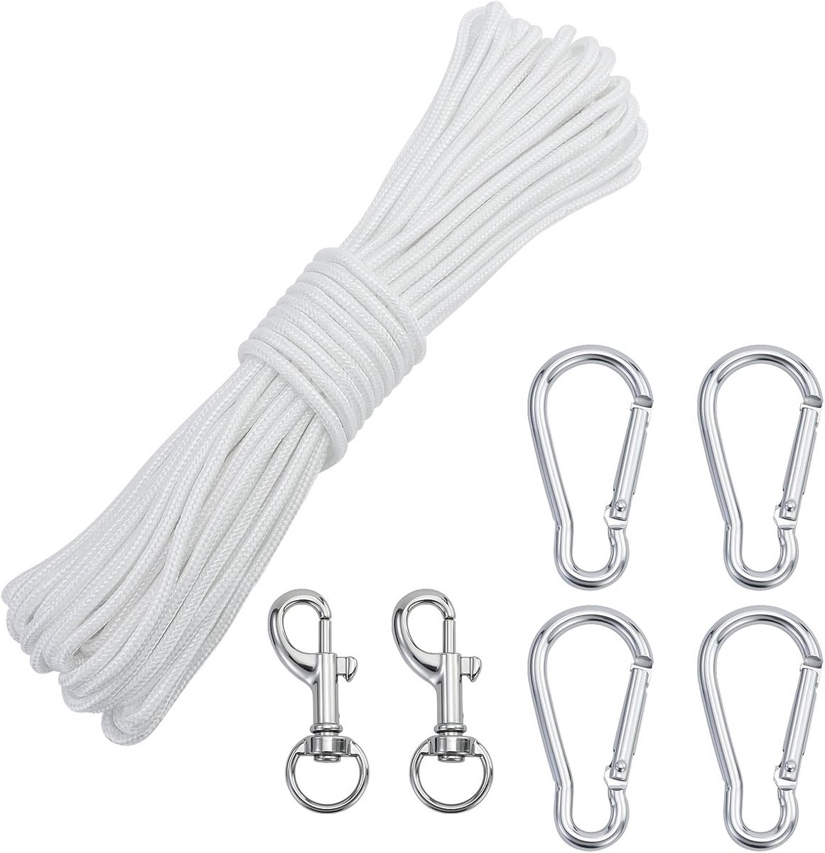 Sterk 20m Nylon Touw met Karabijnhaken voor Vlaggen, Klimmen en Binden
