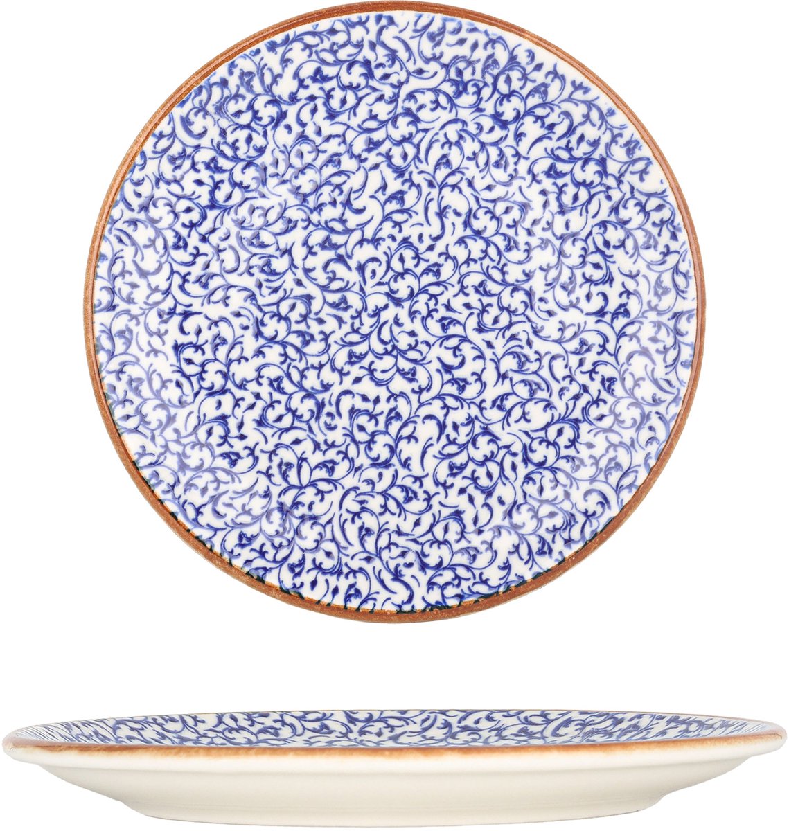 By Bone Dessertbord - Edera Cobalt - Porselein - 23 cm - set van 6