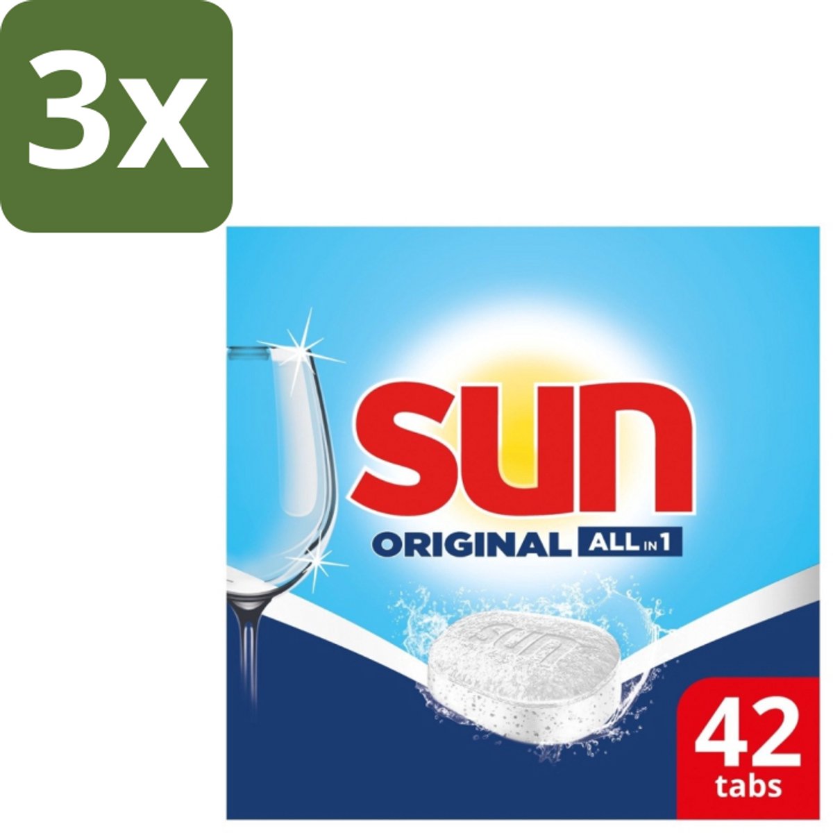 3 x Sun – Vaatwastabletten – Original – 42 tabletten - Vaatwastabletten - Vaatwasser - Reiniging - Vaatwastablet - Vaatwasser Tablet
