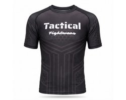 Tactical Fightwear Rashguard T-shirt - Compressieshirt voor MMA, BJJ & Kickboksen - Zwart - Maat L