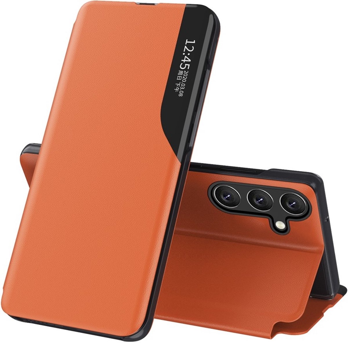 Hoesje geschikt voor Samsung Galaxy A16 - Phonesta Smart View Side Book Case - Oranje