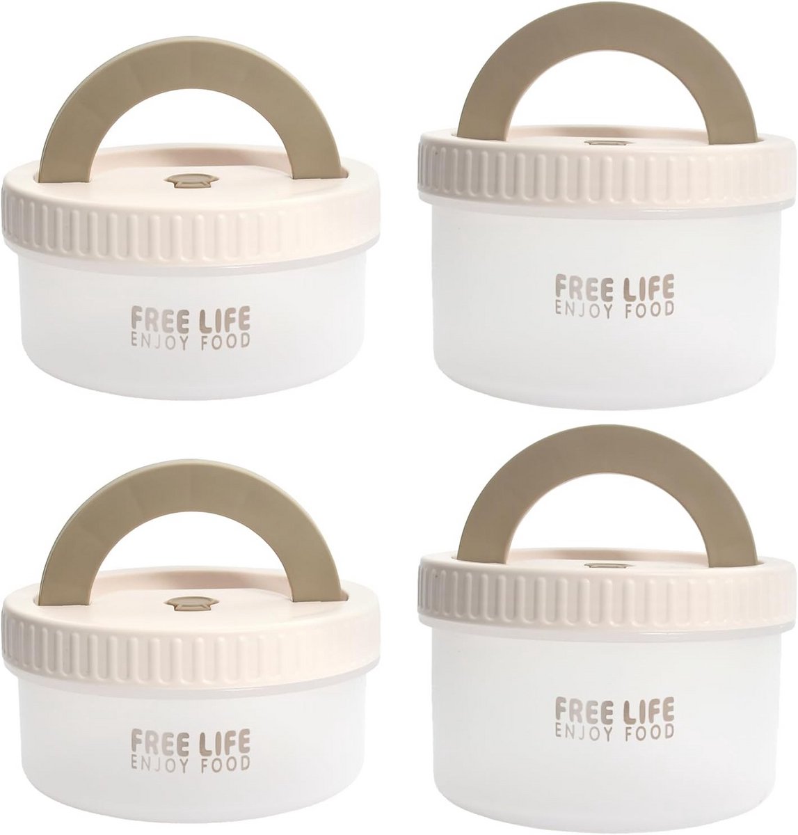 Set van 4 Voorraadbussen met Deksel - 500ml & 680ml - Stapelbare Kunststof Bewaardozen