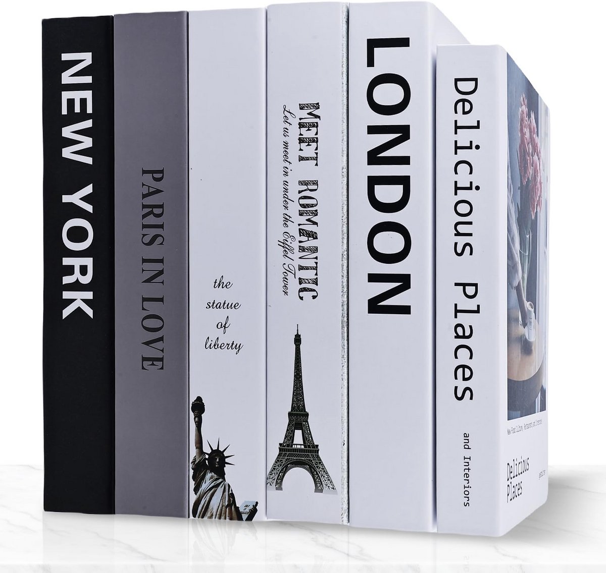 6 Decoratieve Boeken Set - Moderne Hardcover Props voor Woondecoratie en Boekenkast