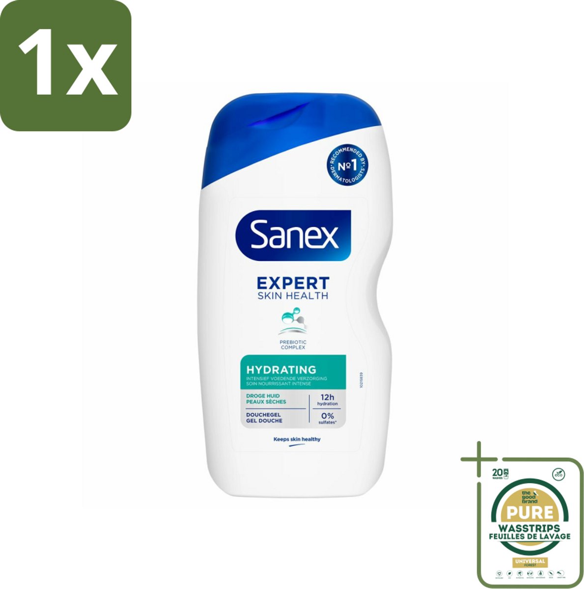 1 x Sanex Douchegel Expert Skin Health Hydrating 400 ml- Douchegel - Huidverzorging - Hydratatie - Glycerine - Inulin