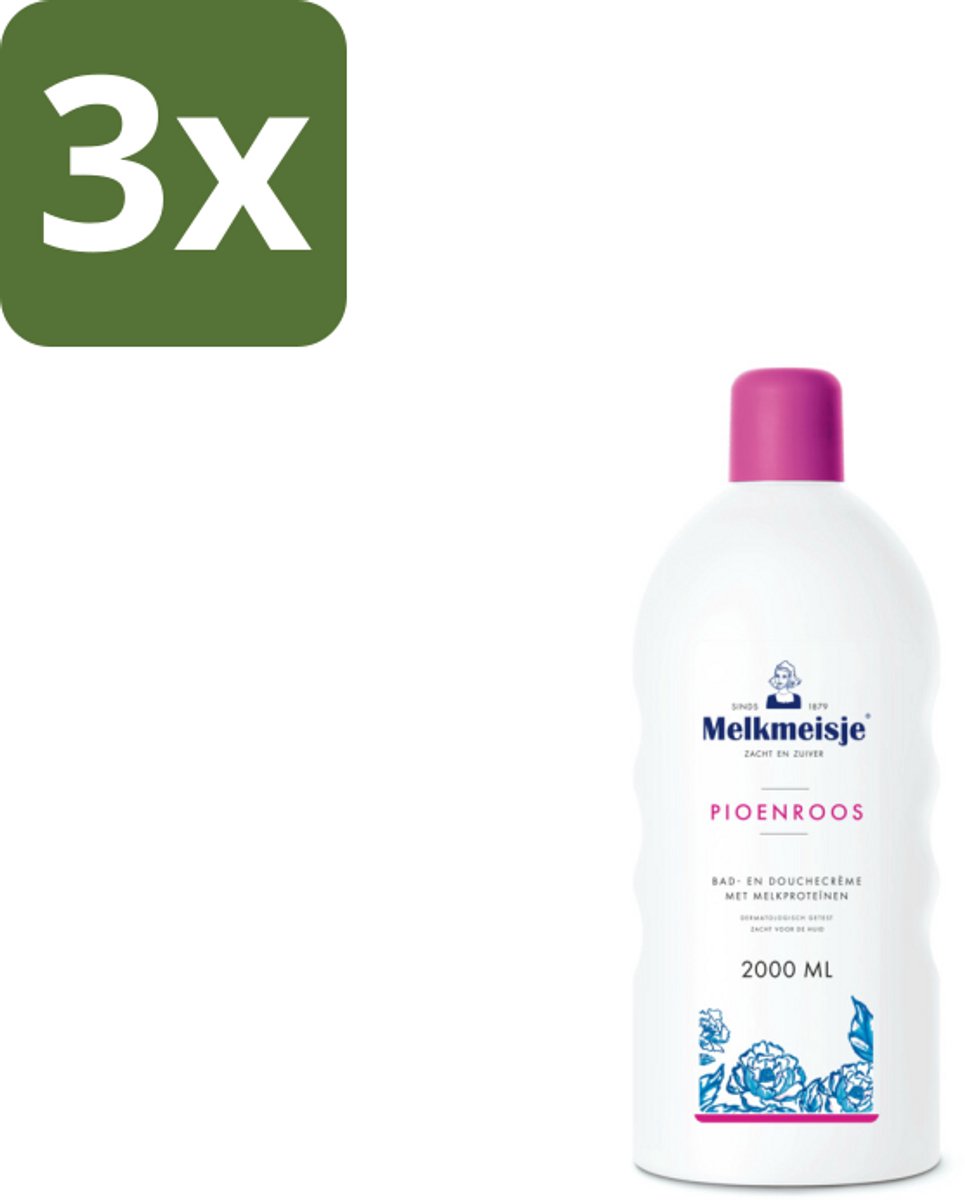 Melkmeisje Bad en Douche Crème Pioenroos 2000 ml - Bulkverpakking - 3 stuks
