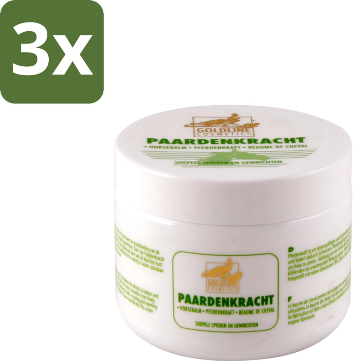Goldline - Bodycrème - Paardenkracht - Herstel & Verzorging - 250 ml - Bulkverpakking - 3 stuks