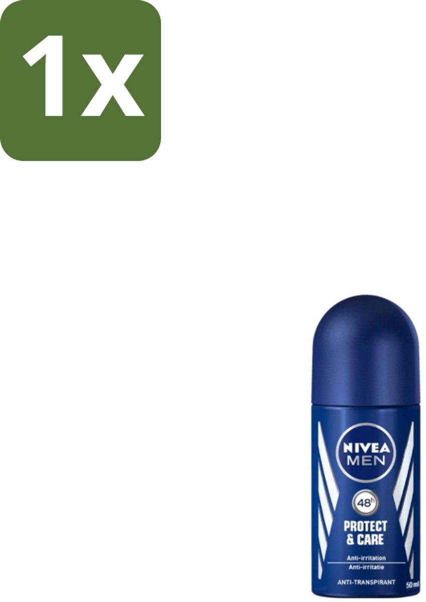 1 x Nivea - Men - Deodorant - Roller - Protect & Care - 50 ml - Deodorant Roller - Anti-transpirant - 72 Uur Bescherming - Alcoholvrij - Huidverzorging