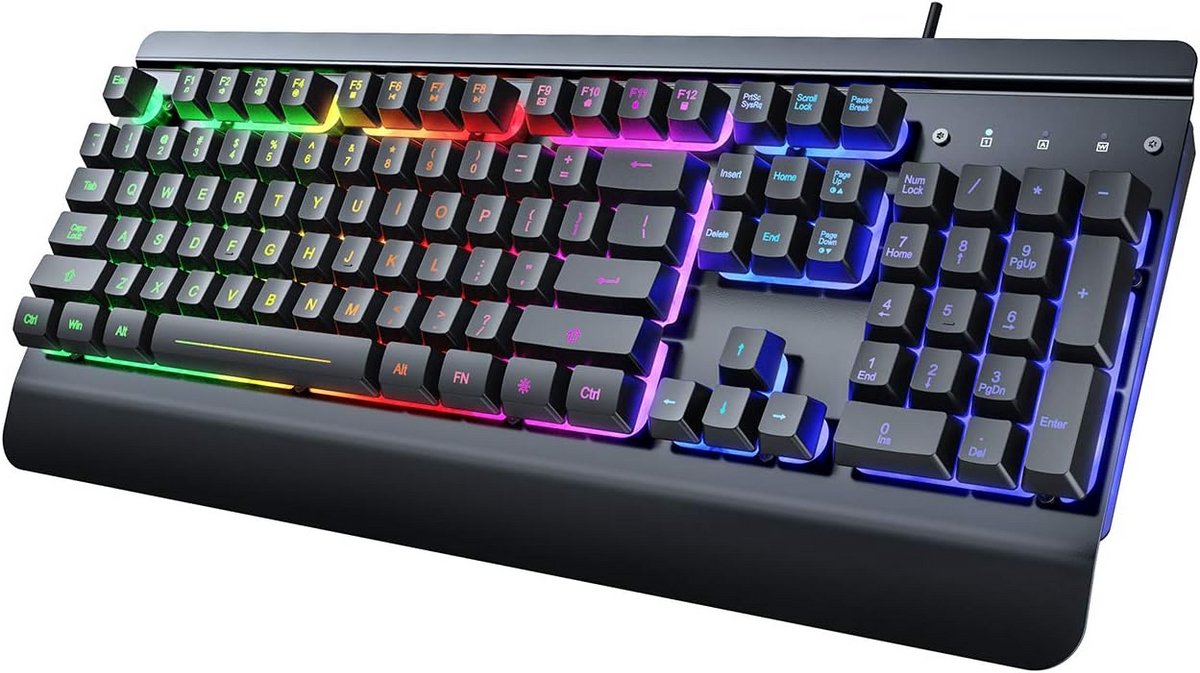 Mechanisch Gaming Toetsenbord met Regenboog LED Verlichting - Stijlvol, Stiller, Waterdicht en Anti-Ghosting