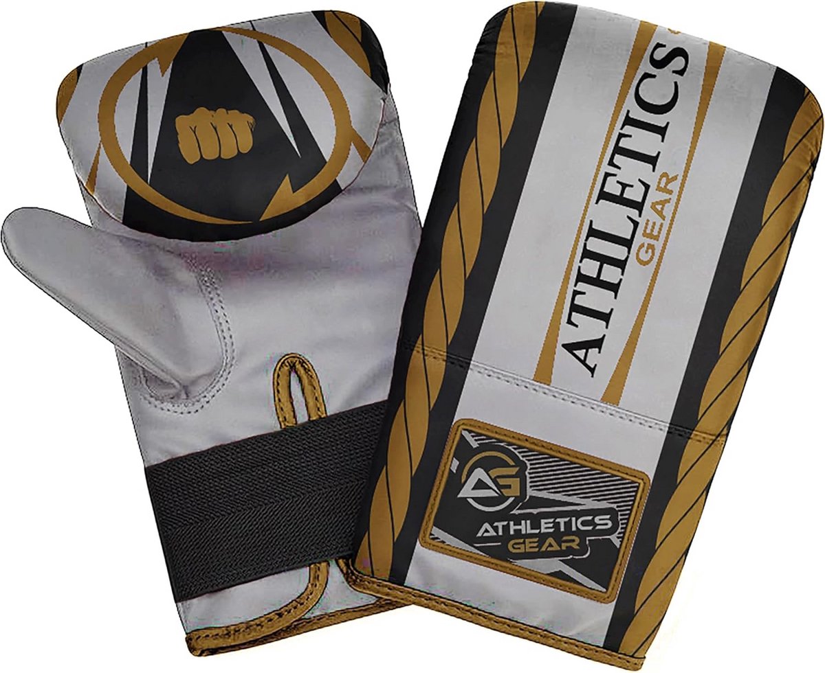 Training Bokshandschoenen Leer met Klittenband voor Boksen, MMA en Sparring - Wit/Zwart