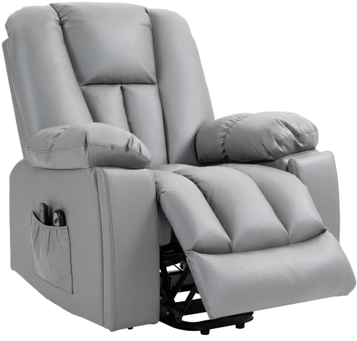 ZYLARO Elektrische Massagestoel - Massagefauteuil met Liftfunctie - 8 Vibratiekoppen - Kantelbaar tot 135° - tot 150 kg - met Afstandsbediening - Relaxfauteuil - Relaxstoel - TV stoel - Donkergrijs