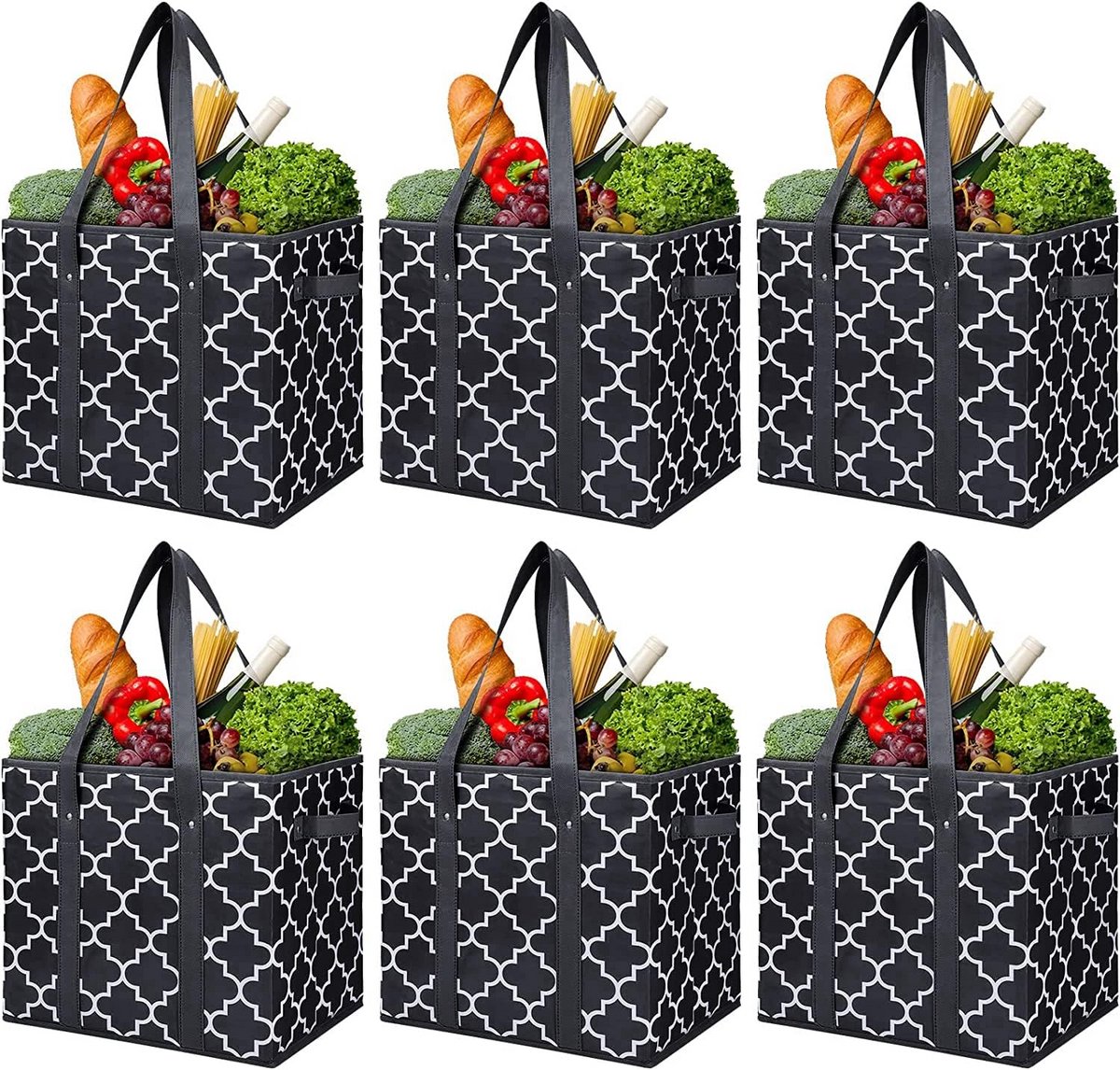 3-Pack Herbruikbare Boodschappentassen Grote Opvouwbare Opslagmand Waterbestendig