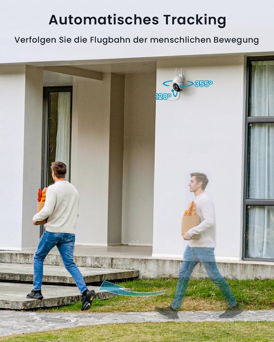 ZS-GQ2 Beveiligingscamera Buiten - 2K HD 3MP - Camerabewaking Met Nachtzicht - Bewakingscamera voor Buiten- Met WiFi en APP - Beveiligingscamerabuiten - 4x Digitale Zoom - Wit - 3 Stuks van Merkloos — afbeelding 4