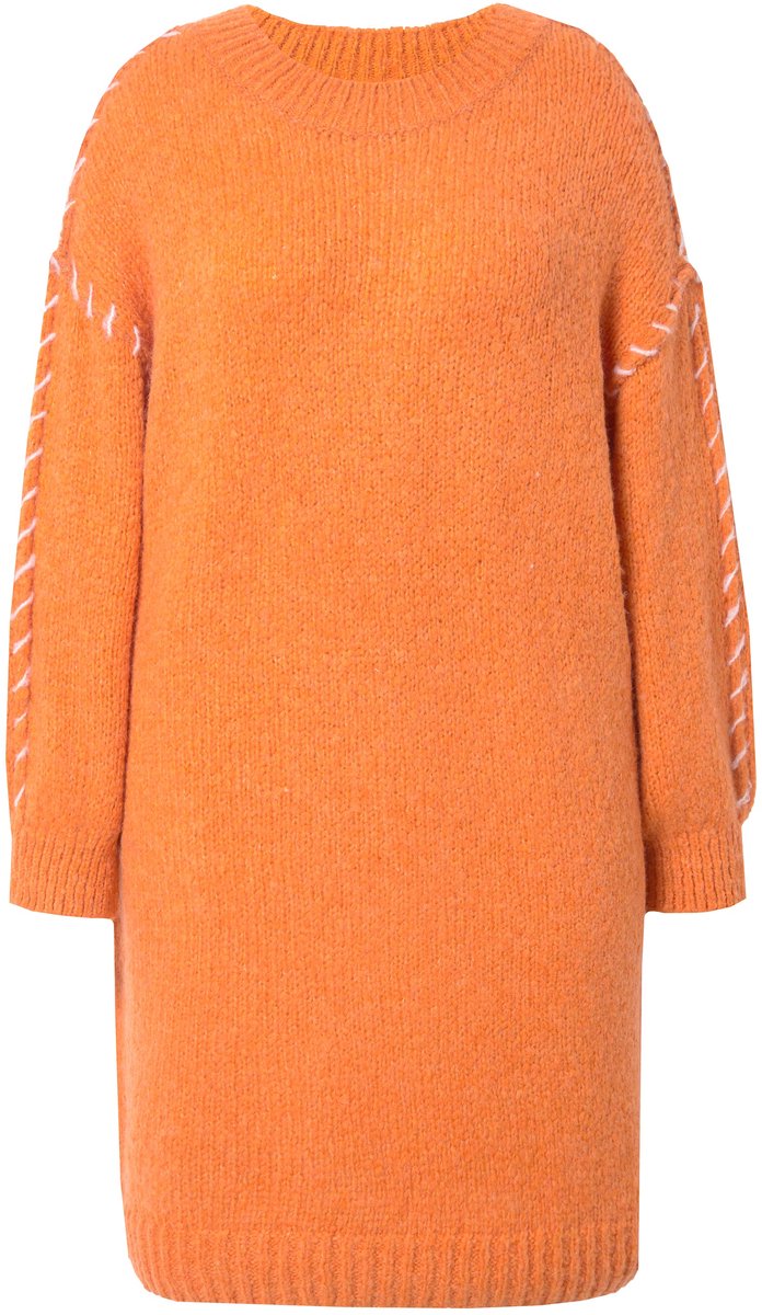 Studio Untold - Dames - Gebreide jurk oversized mooie naden - Oranje - Maat 42+