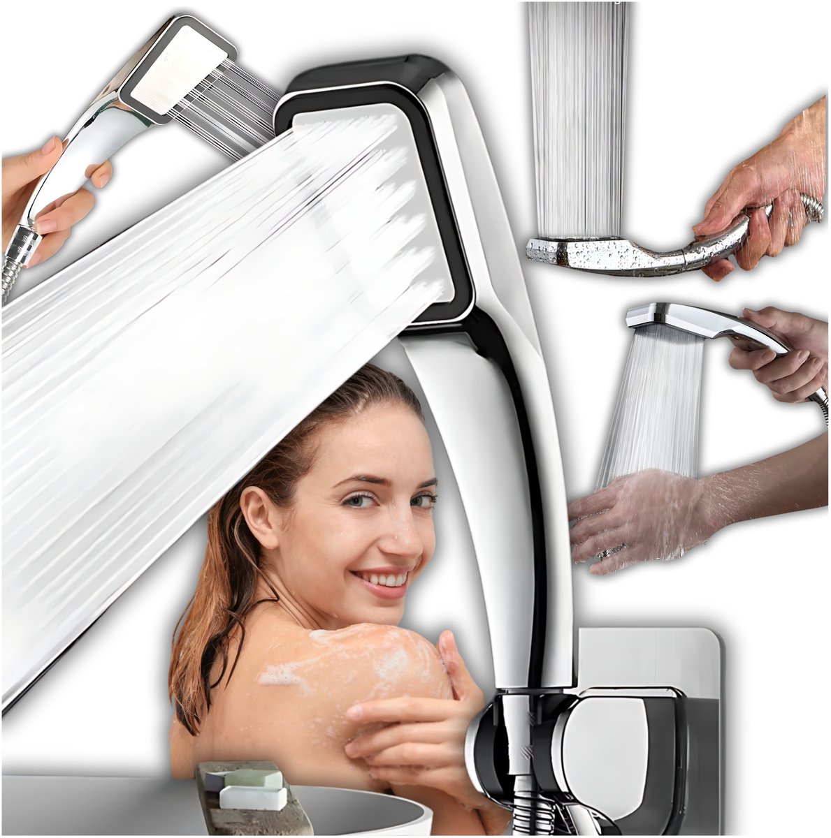 Waterbesparende douchekop: hoge druk en 300 sprays