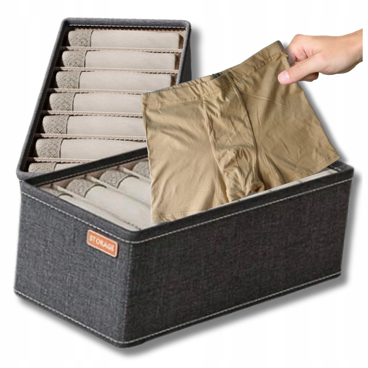 Opberg organizer voor lades - kleding, ondergoed, sokken - grijs