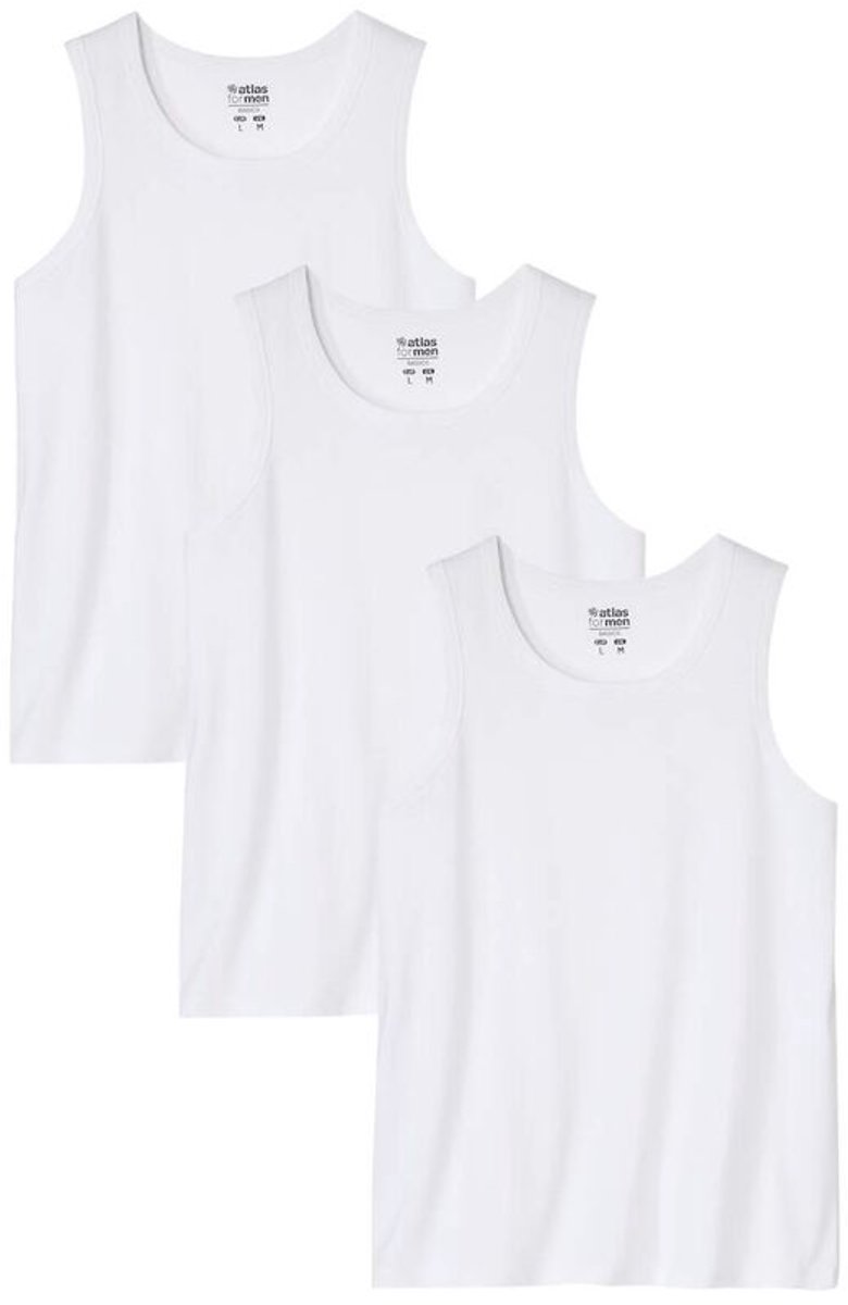 ATLAS FOR MEN - Set van 3 effen tanktops - Heren - Verkrijgbaar in grote maten - M