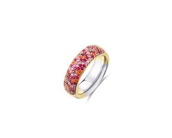 Gisser Jewels R364YOF-48 Dames Ring Pave Roze Zirkonia 7 mm Maat 48 Goudkleurig