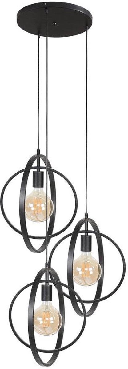 Giga Meubel Hanglamp Turn Around - Zwart - 3-Lichts - 40x40x150cm