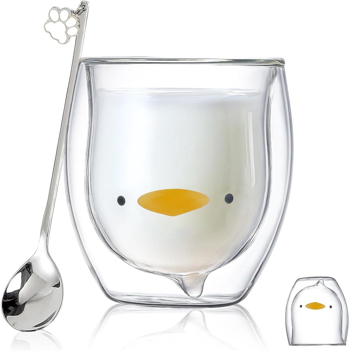 CSGoods - Dubbelwandige isolatieglazen voor koffie en thee - Schattige kopjes met beer en kat design, set van drinkglazen