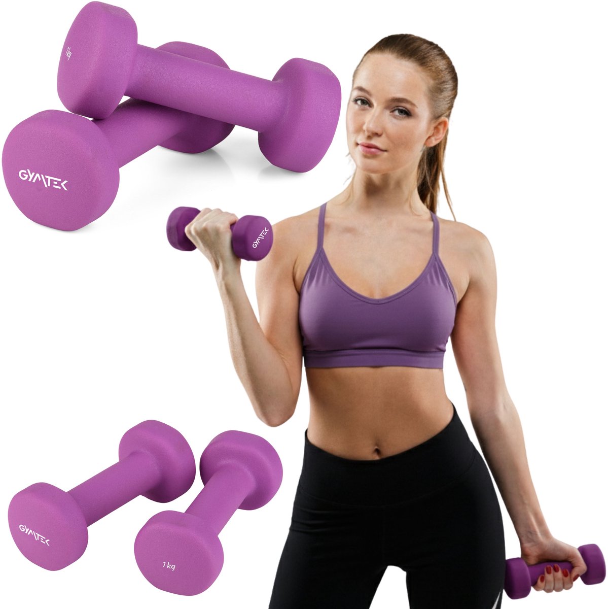 Queenfit® Halterset - 2x 1kg halters - Halterset voor krachttraining