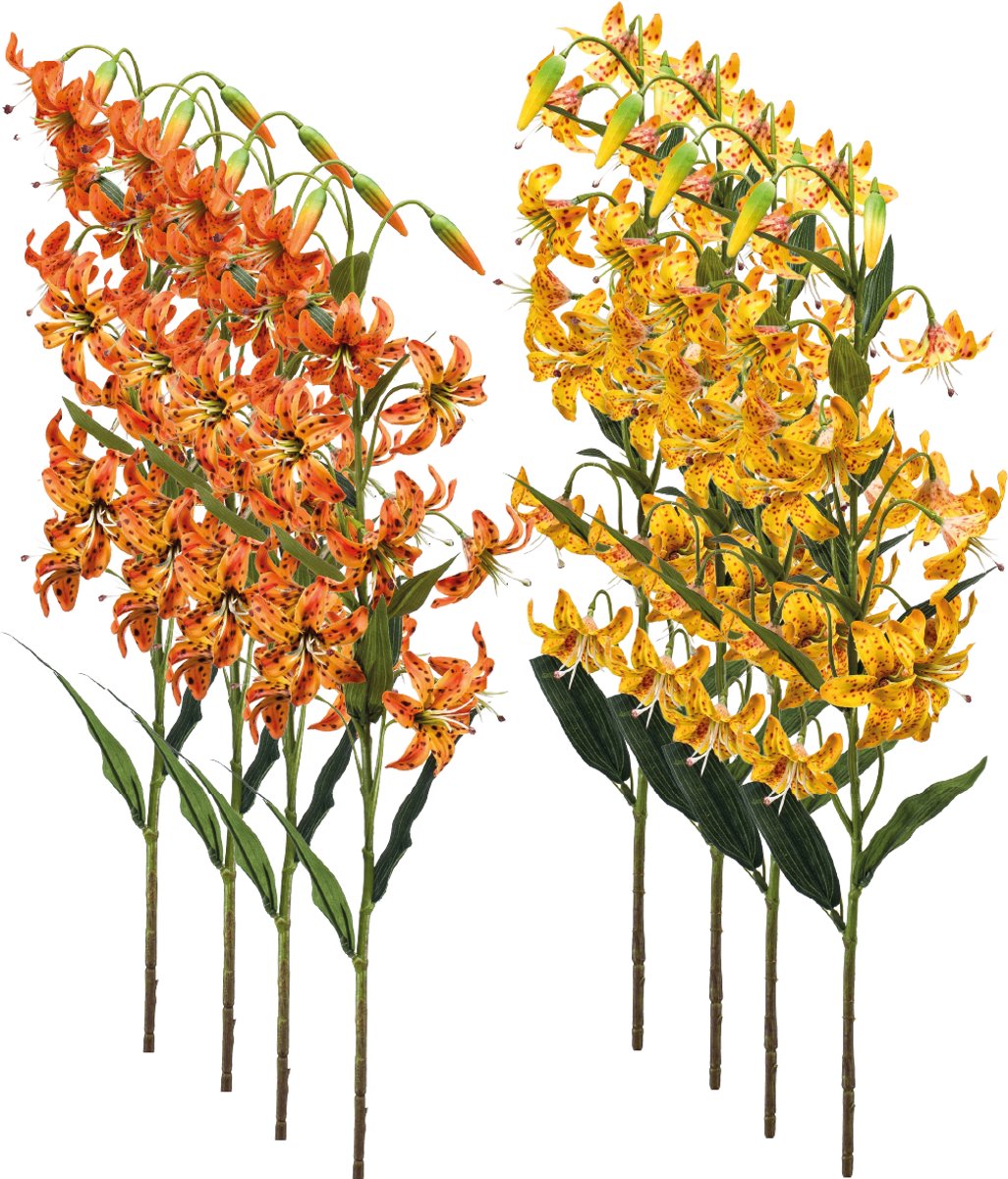 Emerald Kunstbloem Lelie 80cm Oranje - Set van 8 - Kunstplant voor binnen