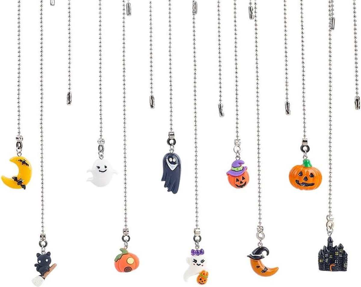 CSGoods - Halloween Plafondventilator Pull Chains 10 Stuks in Diverse Stijlen Metaal Ijzer Hars Charm Vakantie Bal Kraal Ornament