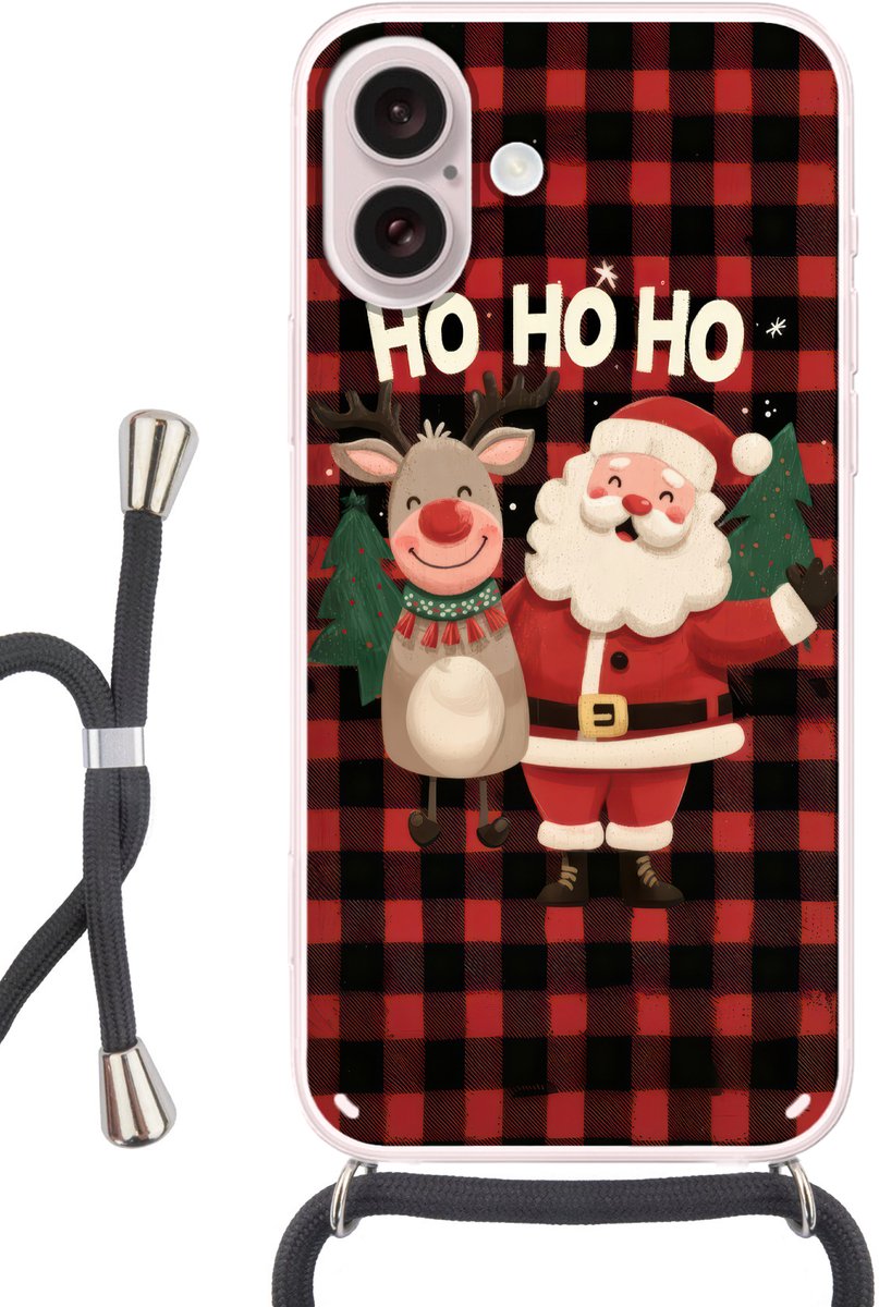 Kerstman - Rendier - Tekst - Rood - Zwart