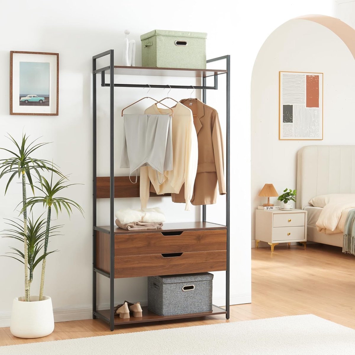 Kledingkast set van 2 Larem - Zwart - Altameubel Larem Industrieel – Open - Medahomestore