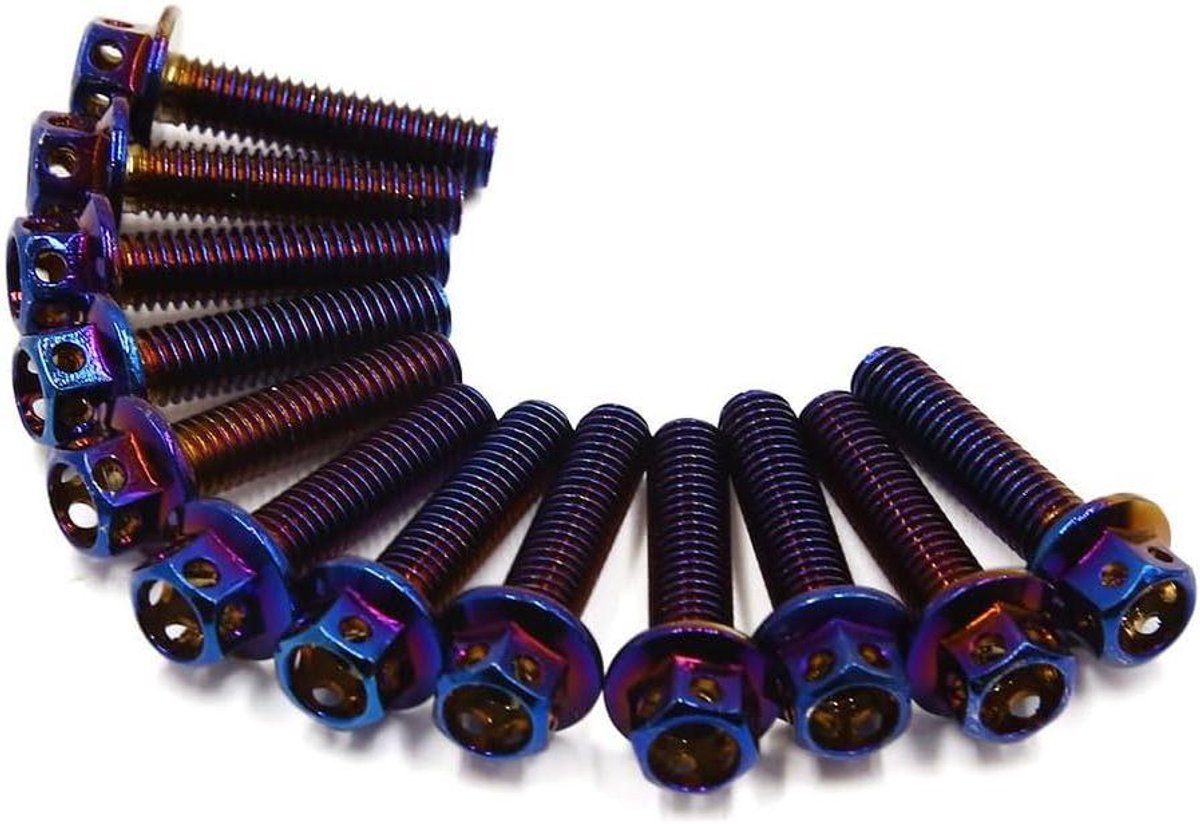 Provento - Motorfiets Kuip Bevestiging Clips Schroeven in Kleurrijk Titanium-Legering - Set van 12 - Voor diverse Bouwjaren