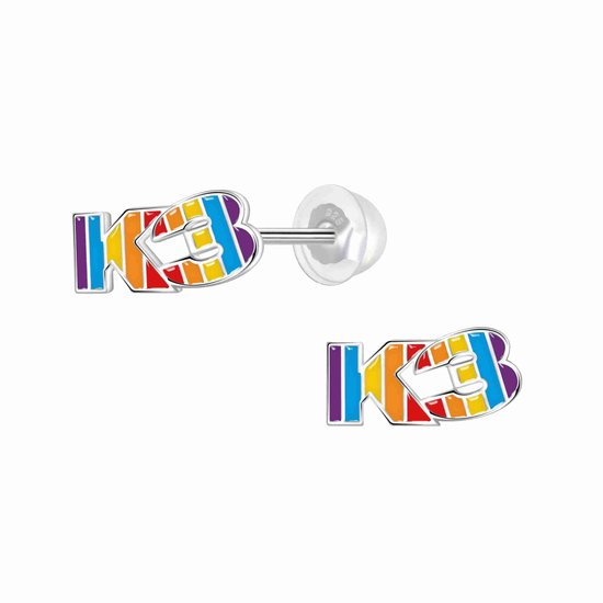 Boucles d'oreilles K3 - clous d'oreilles K3 - boucles d'oreilles arc-en-ciel argentées - pour filles - 6 mm