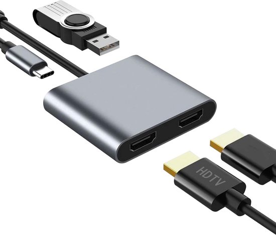 Third Monitor Adapter USB 3.0 Dual Monitor Adapter met HDMI en DisplayPort - Uitbreiding voor ...