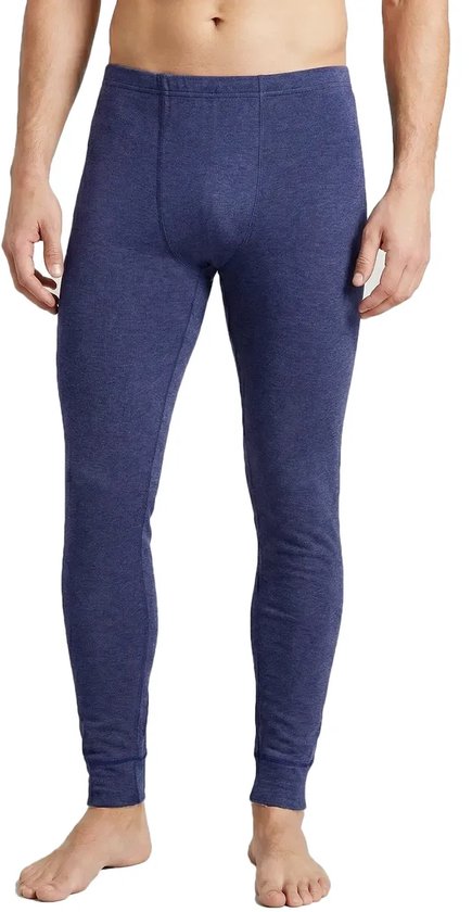 Mannen thermobroek in donkerblauw gemêleerd, van voren gezien.
