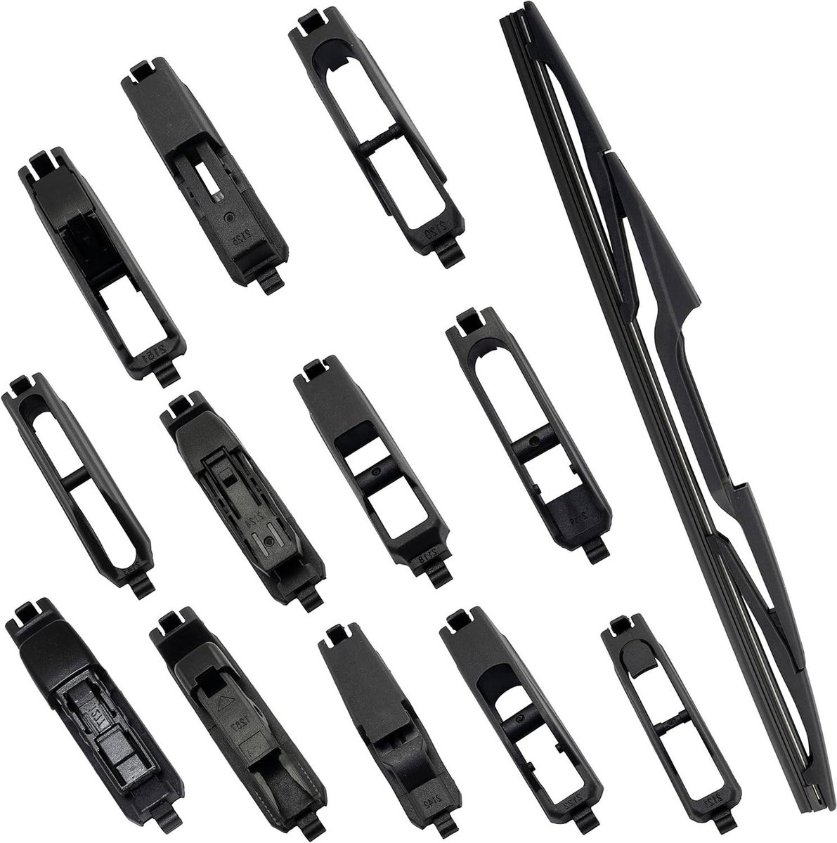 Ronte - Wisserblad achter 14" - Universeel gebruik - Kunststof - Zwart - Achterruit auto - 12 adapters - 350 mm - Effectief reinigen - Optimale prestaties