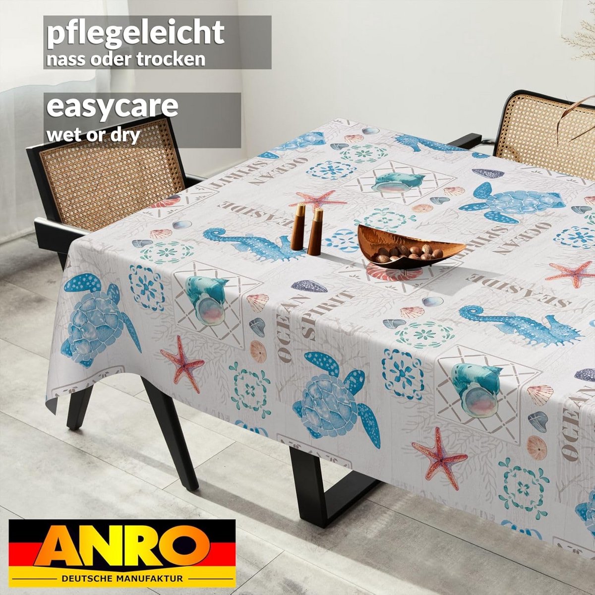 Afwasbaar Tafelkleed met Oceaanprint - Waterafstotend en Groot (300x140 cm)