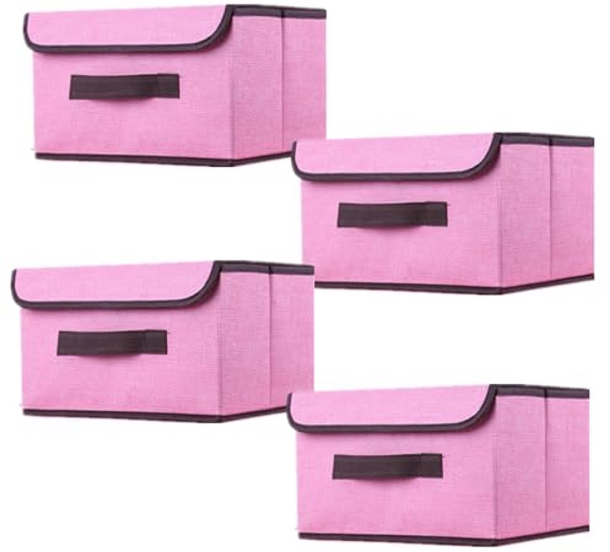 4-delige Set Opvouwbare Stoffen Opbergdozen met Deksel voor Kast Organizer