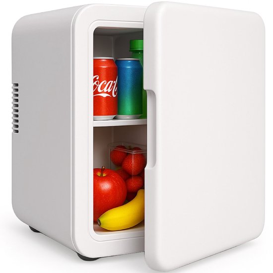 Mini koelkast 5L - Voor eten & drinken - Skincare & make-up fridge - Organizer - 12V & 220V - Koel & warm - Auto koelkast - Compact - Wit