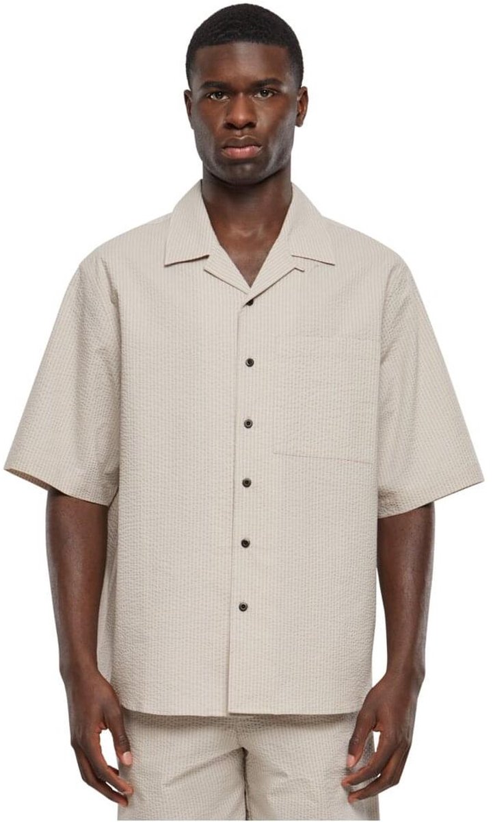 Urban Classics Relaxed Seersucker Short Sleeve Overhemd L Grijs
