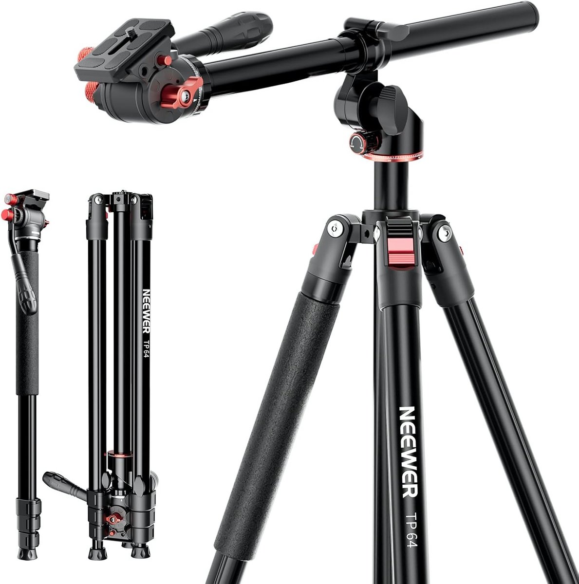 Professioneel Horizontaal Camera Statief met Flexibele Middenkolom voor DSLR en Video