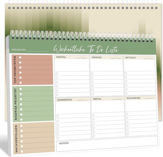 blaash® Weekplanner, blok, DIN A4, zonder vaste datum, 50 pagina's, planner met weekoverzicht, lijsten voor taken, notities en ideeën, optimale organisatie en motivatie in het dagelijks leven, Clean