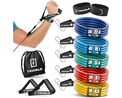 TAVIALO Resistance Bands with Handle: Fitness Bands Set of 5 for Strength Training and Muscle Building, Door Anchor Attachment, Expander Resistance Bands/Fitness Equipment for Home
